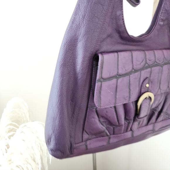 Michael Rome Purple Leather Hand Bag Purse Y2K - Picture 4 of 10
